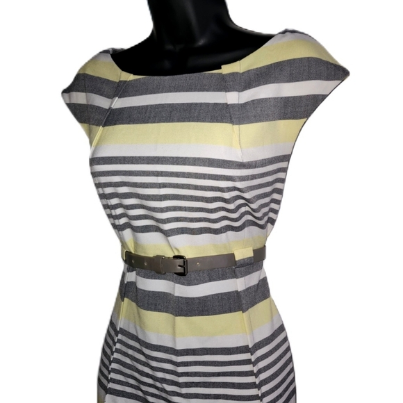 Calvin Klein Yellow Gray Striped Dress - Picture 2 of 6